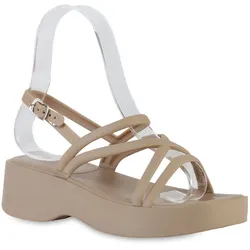 Damen Plateau Sandaletten in Khaki
