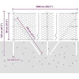 vidaXL Zaunpfosten 10 x 940 cm Grau/Stahl