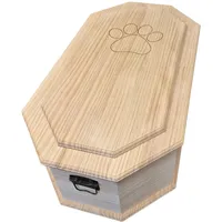 petbye Holz Haustiersarg achteckig Natur belassen – Größe XL für mittelgroße Haustiere – Tiersarg mit festem Metallverschluss – Sarg aus hochwertigem Holz
