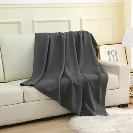 Wometo Premium Fleecedecke 140 x 190 cm Grau/Silber