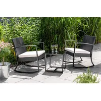 HC Garten & Freizeit 3 tlg. Rattan Schaukelstuhl Set