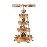 Weihnachtspyramide Erzgebirgsmotiv, 3-stöckig, 58 cm hoch, natur,.. MU 10512 NEU