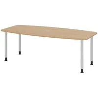 Bümö Konferenztisch, Eiche, Silber, Nachbildung,Eiche, Oval, 220x74x103 cm, FSC