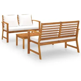 vidaXL Garten-Lounge-Set 3-tlg. natur/cremeweiß