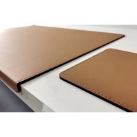 Profi Mats Schreibtischunterlage Gewinkelte Schreibtischunterlage und Mauspad Echt Leder 70 x 48 Beige