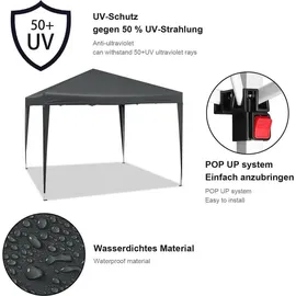 Woltu Faltpavillon 3 x 3 m inkl. 4 Seitenteile Anthrazit