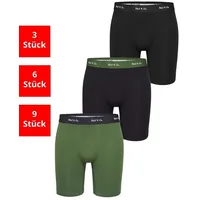 Phil & Co. Berlin Boxershorts Long Boxer Briefs grün / schwarz L 3er Pack