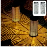 Marrakesch Orient & Mediterran Interior 2er Set Skandinavische Solarlaterne Solar Laterne Lampe Deko Balkon Garten Bamba Grün