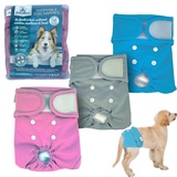 PetCellence Wiederverwendbare Hundewindeln Weibliche Medium - 3 Stück waschbare saugfähige Pads mit 3 Mikrofaserschichten für Haustier Welpe - Schnell Trocknende Hundesaison Hosen