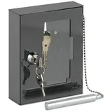 Relaxdays 2x Notschlüsselkasten mit Klöppel Grau,Silber,Transparent