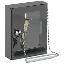 Relaxdays 2x Notschlüsselkasten mit Klöppel Grau,Silber,Transparent