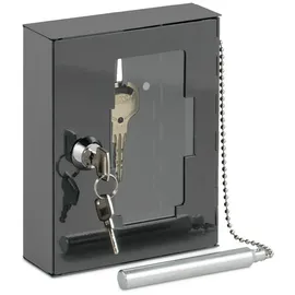 Relaxdays 2x Notschlüsselkasten mit Klöppel Grau,Silber,Transparent