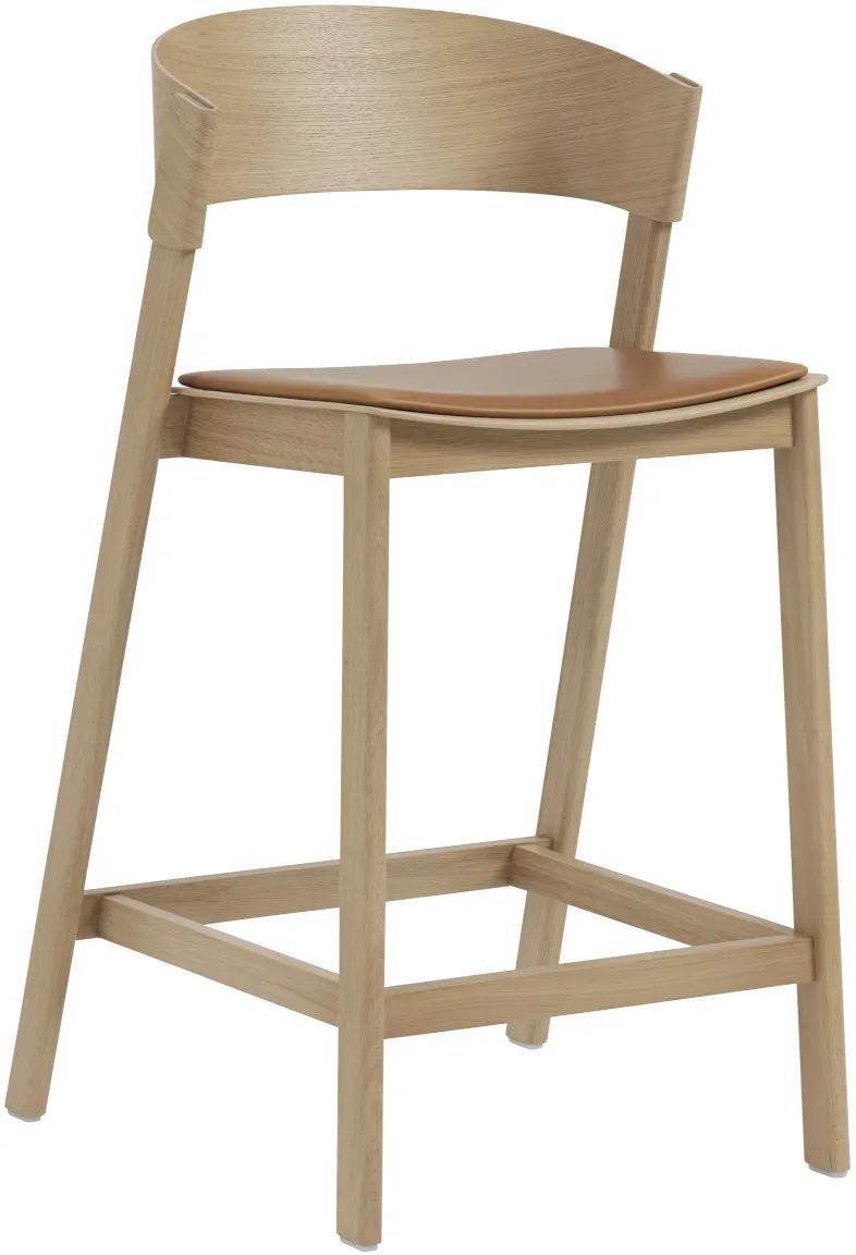 Muuto Cover Barhocker, höhe 65 cm, refine leder cognac, eiche natur