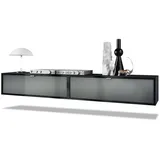 Vladon Lowboard Lana 1000 (2er-Set Tv-Kommode, mit Klappe), Schwarz matt/Graphit Seidenmatt (100 x 29 x 37 cm) grau