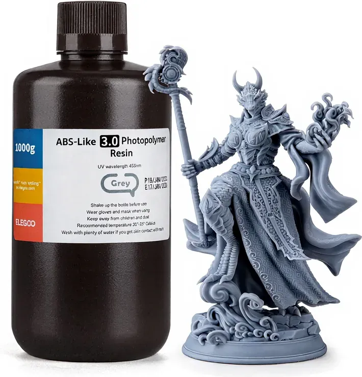 Elegoo ABS-Like 3.0 3D-Druckerharz 1000 g, hochpräzises Druckharz, verbesserte Festigkeit und Zähigkeit, 405 nm LCD-UV-Härtung für MSLA/LCD/DLP 3D-Drucker