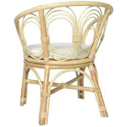 vidaXL Esszimmerstuhl mit Auflage Natur Rattan und Leinenbezug