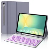 IVEOPPE Tastatur für Samsung Galaxy Tab S9FE/S10FE 10.9", Hülle Tastatur Galaxy Tab S9/S10FE 2025, Magnetisch Beleuchtung mit QWERTZ Keyboard für Samsung S10FE/S9FE/S9 10.9 Zoll 2025, Lila