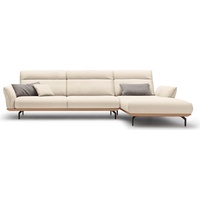 hülsta sofa Ecksofa hs.460, Sockel in Eiche, Winkelfüße in Umbragrau, Breite 338 cm weiß