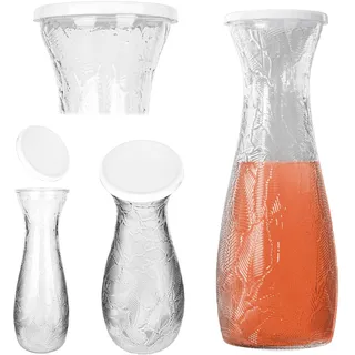 KADAX Glaskaraffe 1L mit Deckel, leere Karaffe zum Befüllen für Wasser, Saft, Eistee oder Limonade, Wasserkaraffe aus Glas, Saftkaraffe, Weinkaraffe