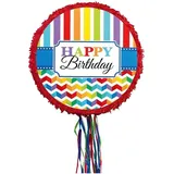 Magni P33521 - Pull-Pinata Birthday Brights Papier / Plastik 45 x 45 x 8,2 cm, Dekoration (4 Stk.)