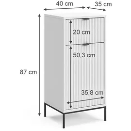 Vicco Midischrank Eliza, Weiß, 40 x 87 cm mit Tür und Schublade