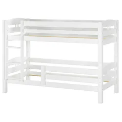 Erst-Holz Kinderstockbett Etagenbett Kiefer massiv weiß 90x200 cm Hohes Bett Fallschutz 60.10-09WoRF