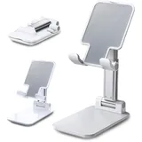 Tablet Ständer klappbar, Handy Ständer, Verstellbare Tablet Halterung, Universal Handyhalter für Allen Mobiltelefonen/Pads/Kindles/Tablets (4-12 Zoll) (Pearl White)