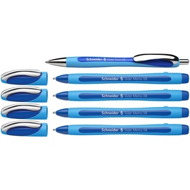 Schneider Kugelschreiber Slider Memo XB und Slider Rave XB (mit Etui, Schreibfarbe blau 4+1 Stück