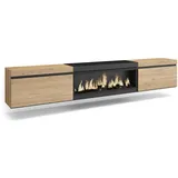 SKRAUT HOME TV-Schrank 267x45x35 cm Eiche/Schwarz Melamin