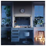 Vicco Schminktisch Sherry Weiß Hochglanz Gold 120 x 75 cm 5 Schubladen LED-Spiegel Hocker