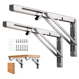 Professionelle Klappkonsole Schwerlast, 300mm Edelstahl Klappkonsole Tisch Klappregalhalterungen Klappträger Regalträger für Bänke und Regale