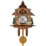 Verve Jelly Retro-Kuckucksuhr, traditionelle Handarbeit, Wald-Chalet-Haus, Quarz-Pendeluhr, Vintage-Pendeluhr für Schlafzimmer, Wohnzimmer, Schule, Büro, Wanddekoration