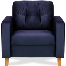 Konsimo Sessel Eriso Velours 80 x 75 x 75 cm Blau mit Kissen