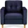 Konsimo Sessel Eriso Velours 80 x 75 x 75 cm Blau mit Kissen