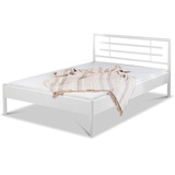 BedBox Metallbett Modell Lia mit klassischem Kopfteil, stabil und langlebig weiß 140 cm x 200 cm