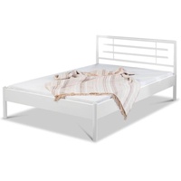 BedBox Metallbett Modell Lia mit klassischem Kopfteil, stabil und langlebig, pulverbeschichtetes Metall weiß 140 cm x 200 cm