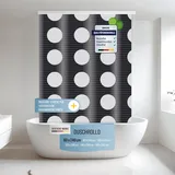 Rapid Teck® Halb-Kassetten Duschrollo 60cm | stilvolles Design Loca Moon | Duschvorhang mit Seilzug | Modernes Duschrollo für Badewanne | Duschrollo für Dusche und kleine Bäder