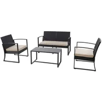 Svita LOIS XL Polyrattan Sitzgruppe Gartenmöbelset Garnitur Tisch Sessel