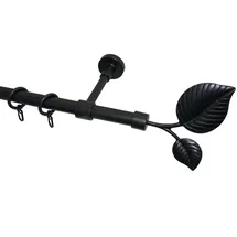 GARESA Gardinenstange GARESA "BLATT", schwarz, L:110cm Ø:20mm, Kunststoff, Metall, Gardinenstangen, Vorhanggarnitur, Kunststoff, verlängerbar, mit Ringe