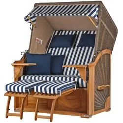 Mr. Deko Strandkorb - bene living - Schaalsee Teak - PE grau - Modell 518 - inkl. Liftersystem