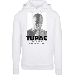 Kapuzensweatshirt MISTERTEE "MisterTee Herren 2Pac Prayer Hoody", Herren, Gr. M, weiß, 65% Baumwolle, 35% Polyester, unifarben, Langarm, Sweatshirts