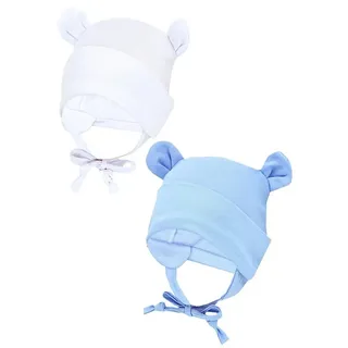 TupTam Erstlingsmütze TupTam Baby Erstlingsmütze mit Ohrenklappen 2er Pack blau 62-68