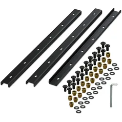 Relaxdays Gratleiste, 3er Set, Metallschiene 70 cm, Tischplatte stabilisieren, U-Profil mit Schrauben, Stahl, schwarz