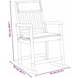 vidaXL Schaukelstuhl, mit Kissen, Massivholz Akazie