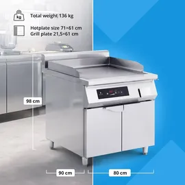 Royal Catering Induktionsgrill 720 x 610 mm glatt 10000 W - Elektro-Grillplatten Royal Catering