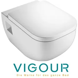 VIGOUR DERBY Wand WC spülrandlos mit sichtbarer Befestigung und SoftClose WC-Sitz, weiß