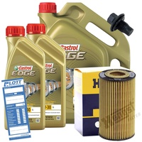 Ölwechsel Set Inspektion 7L Castrol Edge Titanium FST LL 5W-30 Öl Motoröl + HENGST Ölfilter + Öl Ablassschraube Verschlussschraube