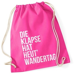 Autiga Turnbeutel Turnbeutel Klapse hat heut Wandertag Hipster Beutel Tasche Jutebeutel Gymbag rosa