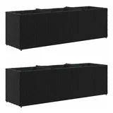 vidaXL Pflanzkübel mit 3 Töpfen 2 Stk. Schwarz 105x30x32cm Poly Rattan