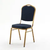 BIG Möbel GmbH Bankettstuhl GALA Blau – Stapelbar, Goldenes Stahlgestell, 6 cm Polsterung